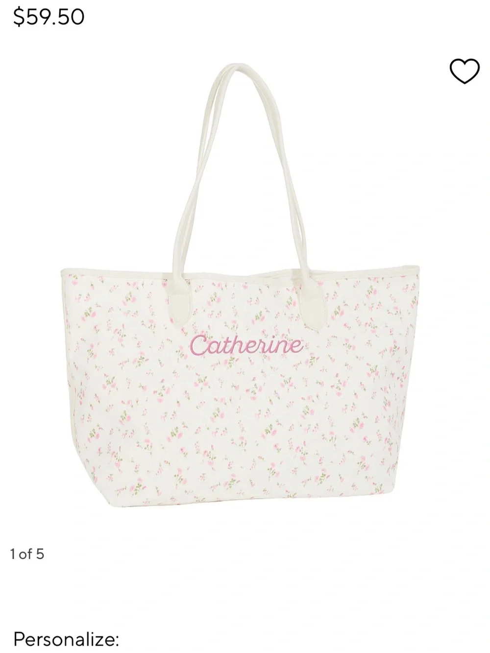 LoveShackFancy White Tote with Pink Floral Print